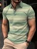 Trendy Striped Short-sleeve Polo Shirt, Ideal for Casual Everyday Wear.