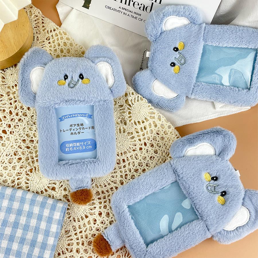 Short Elephant Plush Card Case With Display Pendant For Student Id And Card Meal