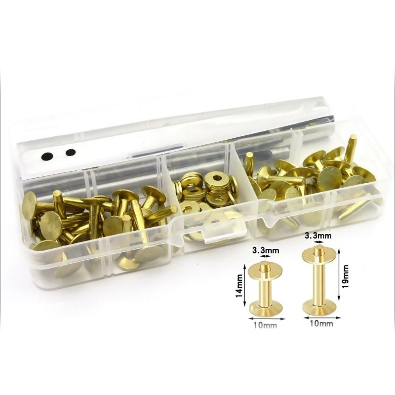 40 Sets Rivets and Burrs with 3.5 Rivet Punch Tool and Install Setting Tool for Leather Belt, Wallets, Handbags, Rope