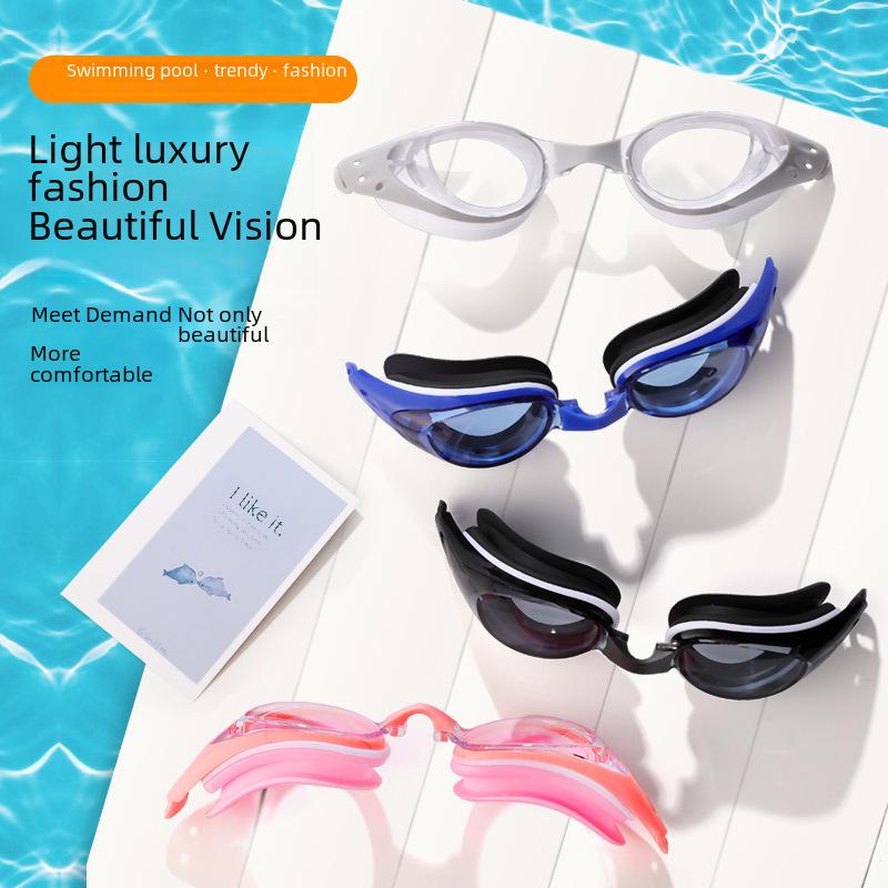 Women's High-Definition Myopia Swimming Goggles with Cap Set - Waterproof, Fog-Proof, Large Frame for Boys and Kids
