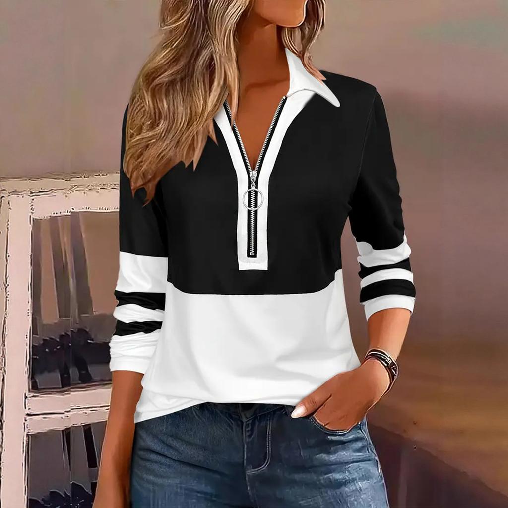 Women's Long Sleeve V Neck Blouse Business Casual Tunic Top Loose Fit Work Shirt