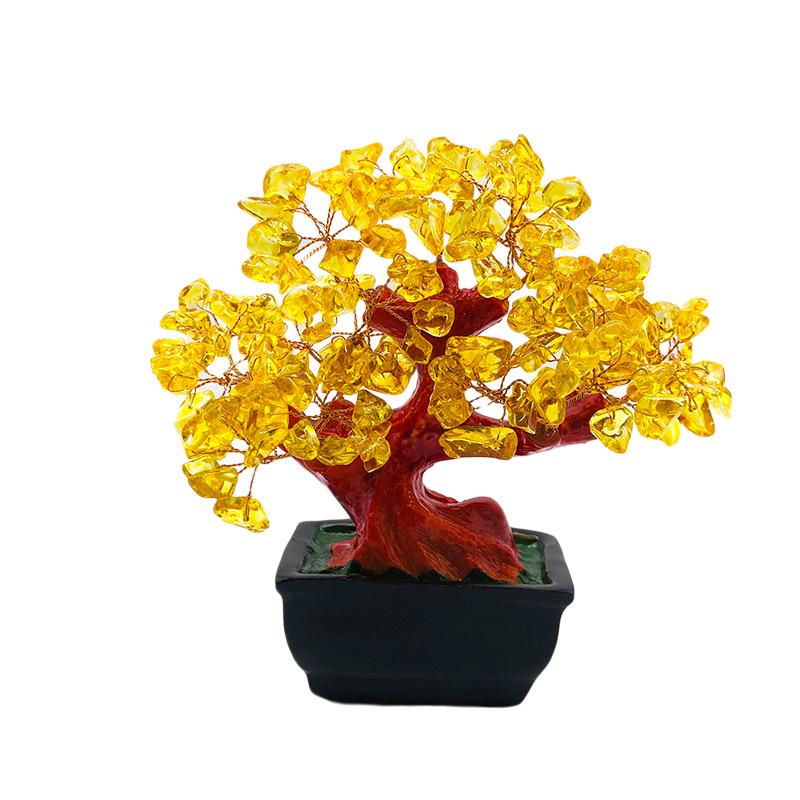 Natural Citrine Tree of Life Ornament - Wealth and Home Office Decoration