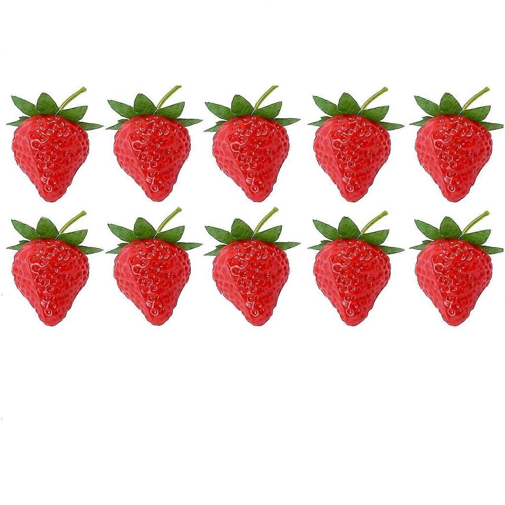 10Pcs Artificial Strawberry Lifelike Fruit Strawberries Photography Prop Home Kitchen Cabinet Party Ornament
