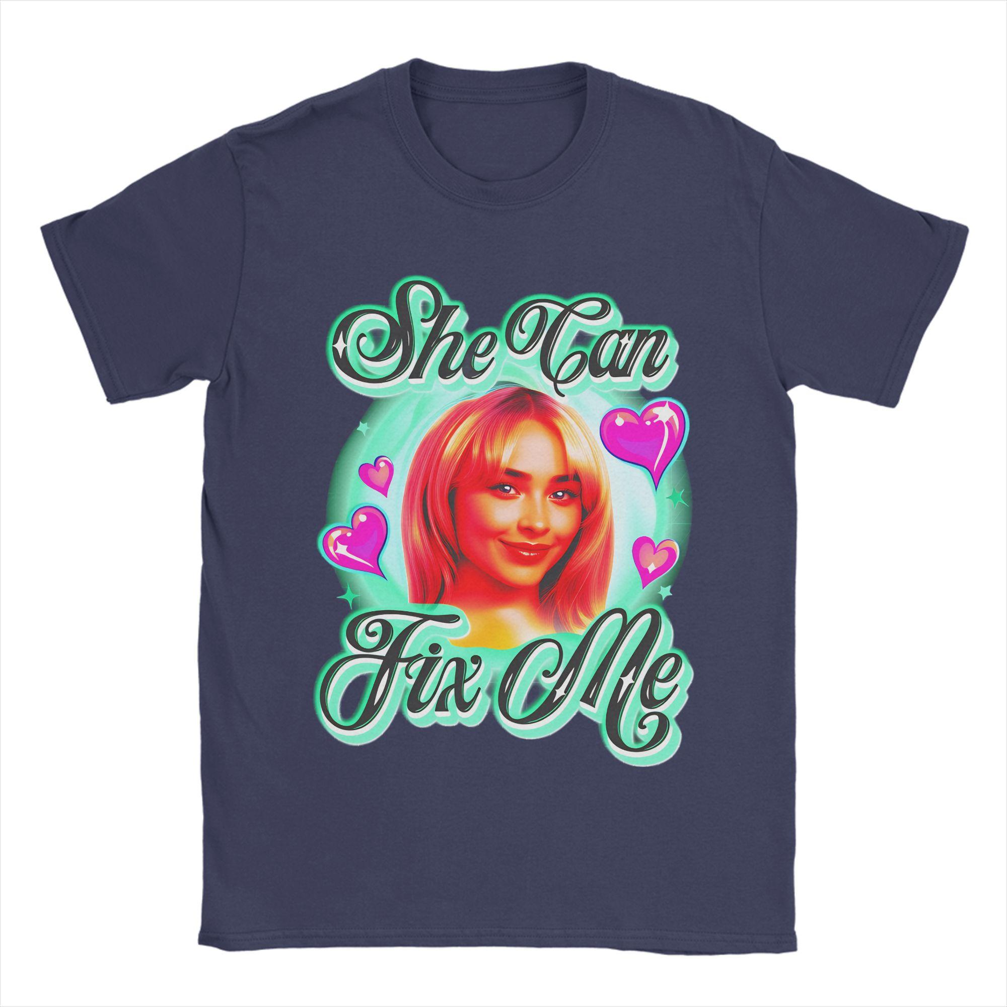 

Sabrina Carpenter she can fix me TShirt Summer Pure Cotton T Shirts For Mens Pattern Tee Shirt ShortSleeved Y2K Basic Tops 4XL