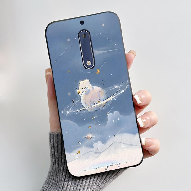 Casing For Nokia 5 Aesthetic Fashion Cute Cat Cartoon Black Soft TPU Phone Case For Nokia 5 Cover TA-1053 TA-1024 Housing Bumper