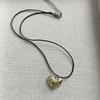 Fashion Love Heart Pendant Necklace Black Leathers Rope Choker Neck Chain Elegant Clavicle Chain Necklace Party Jewelry
