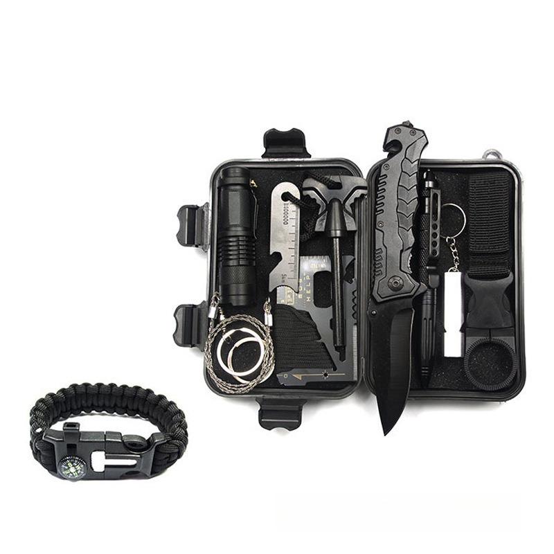10 stk Utendørs Overlevelsesverktøysett Multifunksjonelt Villmark Førstehjelpssett SOS Nødforsyninger