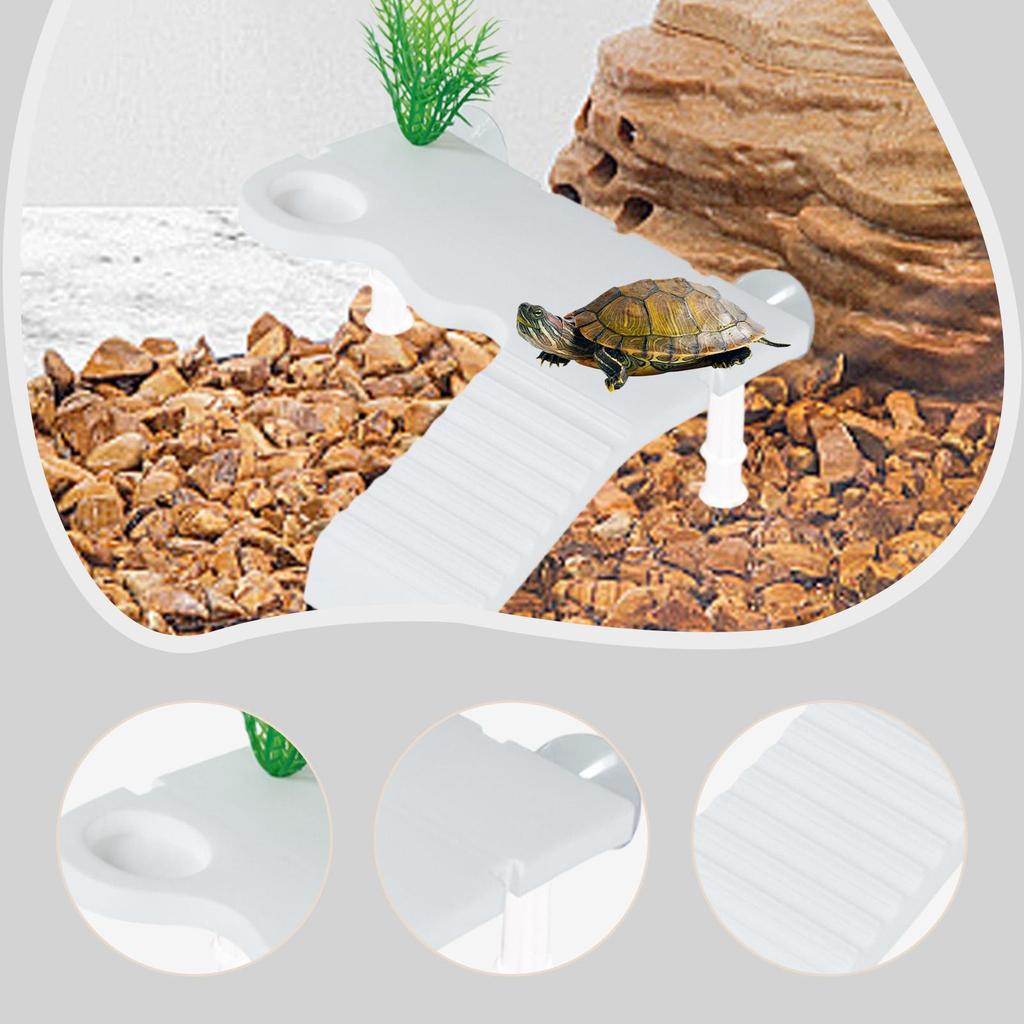 Turtle Basking Dock Tortoise Ramp Climbing Shelf Reptile Habitat with Sucker Cup for Frog Terrapins Tortoises
