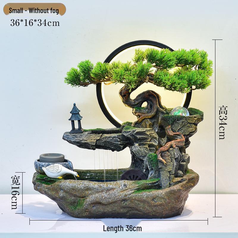 Rockery Water Fountain Feng Shui Wheel for Living Room, TV Cabinet, Office Tabletop