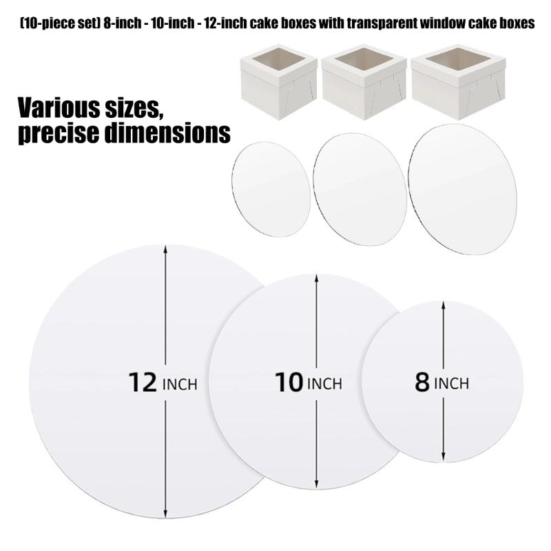 Pack of 10 Sturdy Cakes Boxes Having Clear Cover and Window Design for 8 10 12inch Cakes User Friendly Paper Durable