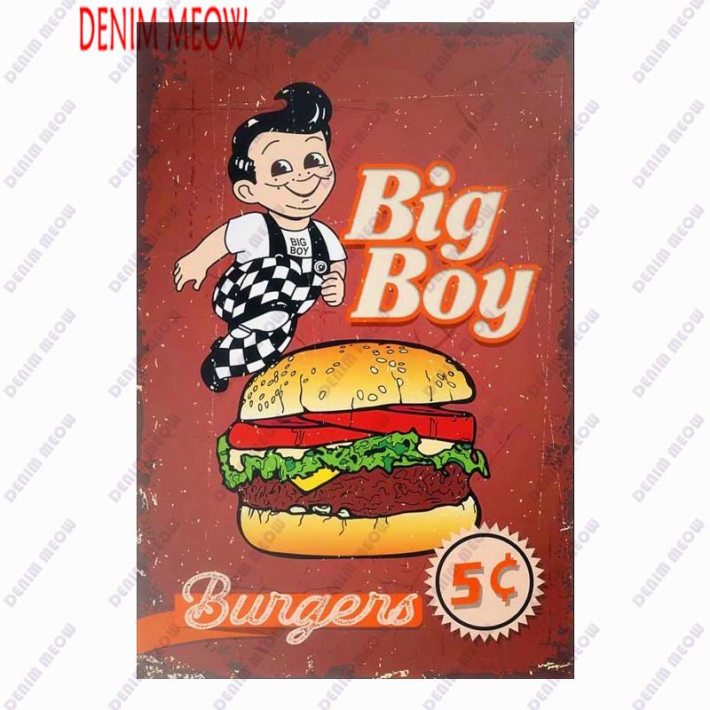 Pizza Metal Sign Plaque, Vintage Fast Food Tin Sign, Ice Cream Wall Decor, Hot Dog for Kitchen, Diner Bar, Bread Room Decor, WY4