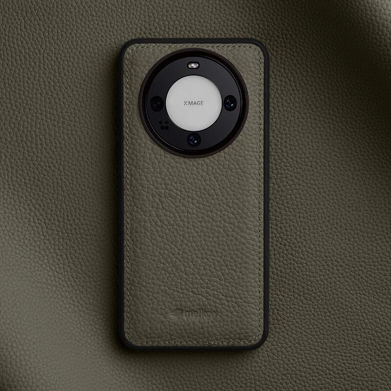 Melkco Genuine Cowhide Leather Case for Huawei Mate 60 Pro Plus Mate 60 Silicone Bumper Camera Protective Shockproof Back Cover