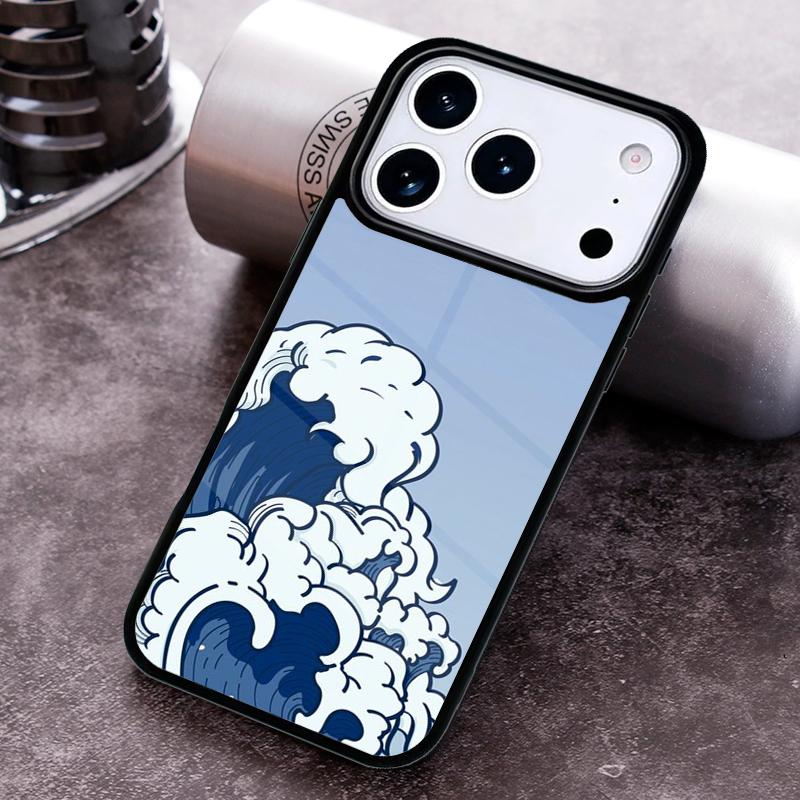 Japanese Wave Art Phone Case for iPhone 17 16 15 Pro Max Air 14 13 12 11 Plus Shockproof Cover