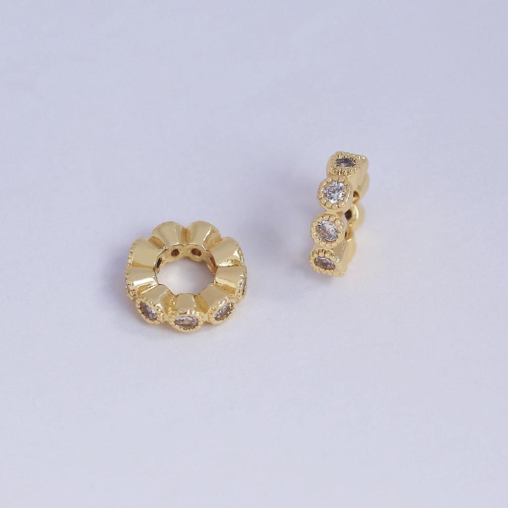 18K Gold-Filled Zircon Lace Spacer for DIY Jewelry - Large-Hole Beaded Bracelet Accessories