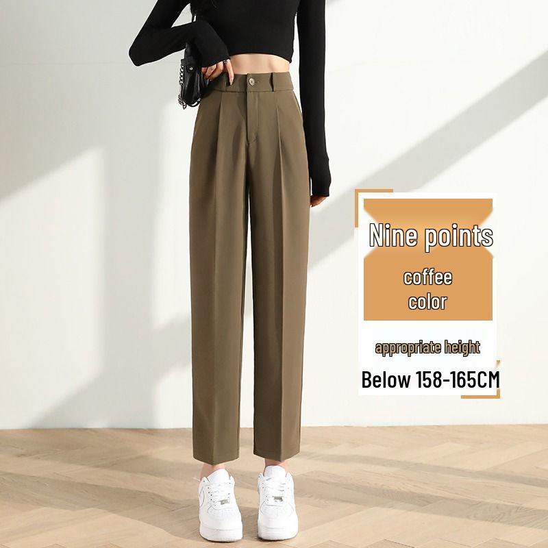 Spring & Fall Women s Cropped High-Waisted Cigarette Suit Pants for Petite Frames S (40-45kg)