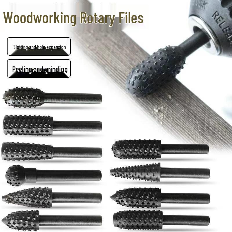 Electric Rotary Woodworking Tool Set: Irregular File, Wood File, Tea Tray Grinder, Root Carving Knife