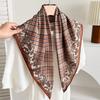 White polka dot peony flower small square scarf cotton and linen silk scarf women's high-end neck yarn air-conditioned room scarf shawl thin
