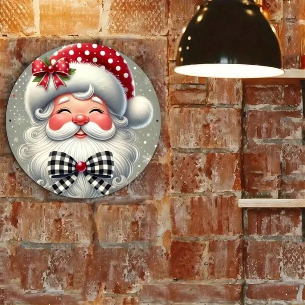 1pc Vintage Merry Christmas Santa Claus Metal Tin Sign 7.8x7.8 Inch Holiday Home Decor Wall Art Gift