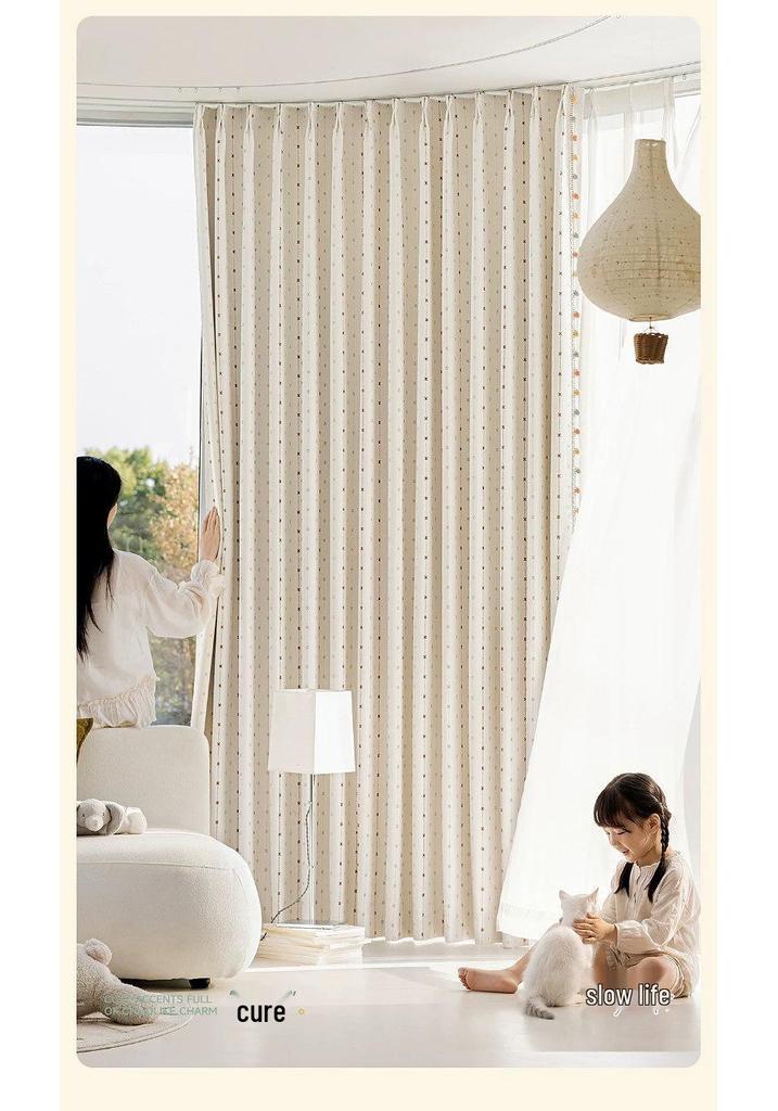 Tende Oscuranti per Bambini - Stile 2026 Crema Stella Arcobaleno Chenille per Camera da Letto