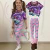 Children's Casual Short-sleeved Printed Short-sleeved Shirt And Pants Two-piece Set