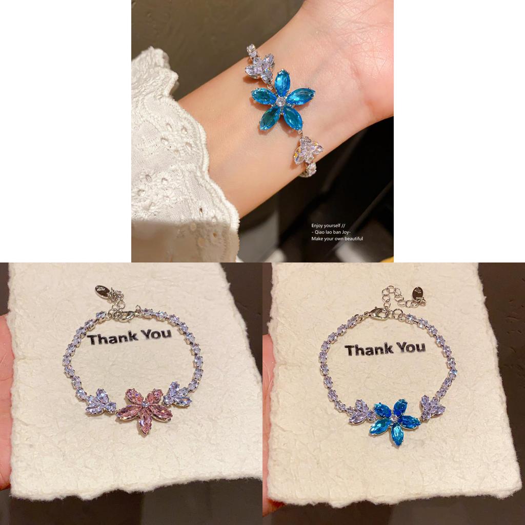 Zircon Flower Pendant Bracelet For Women With Elegant Design For Summer