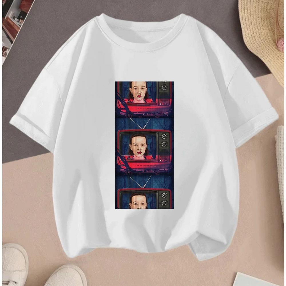 Hot Sale 2D Stranger Things Cartoon Print Casual Summer Short Sleeve T Shirt For Kids Teenagers Girls Boys