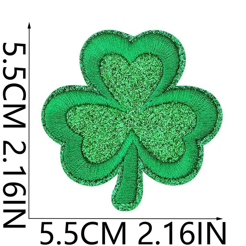 St. Patrick'S Day Embroidered Cloth Stickers Green Leaves Holiday Clothes Decorative Patches Stickers Heat Transfer