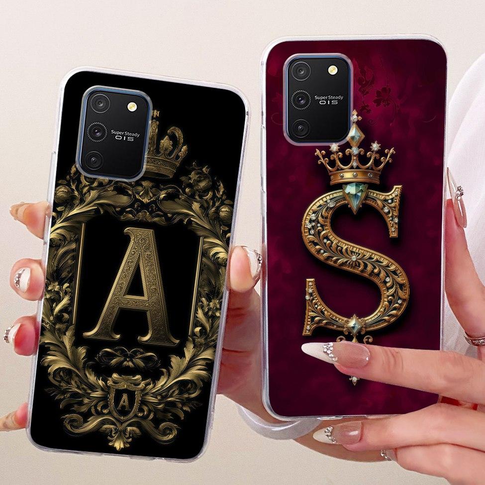 Clear For Samsung Galaxy S10 Lite Case Luxury Crown Fashion A-Z Letter 2D Painted Casing For Samsung S10 Lite G770F G770U1 Cover