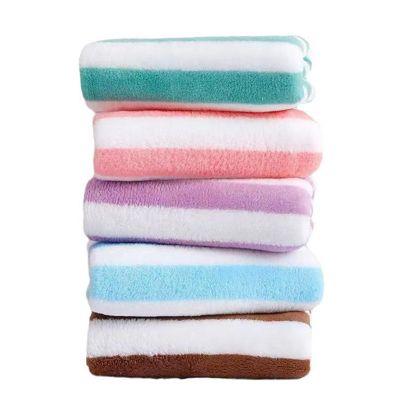 Striped Face Towel and Bath Towel Absorbent, Breathable Bath Towel and Hair Towel for Adults