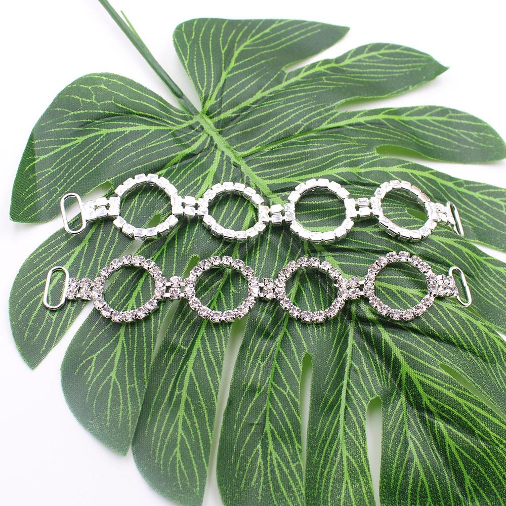 10pcs Circular Crystal Rhinestone Chain Bikini Connection Buckle, Suitable For Clothing/Beach Wear/Wedding Decoration