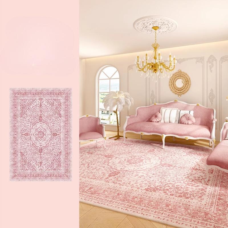 French Style Bedroom Decor Pink Carpet Large Area Carpets for Living Room Fluffy Soft Cloakroom Floor Mat Thick Plush Lounge Rug