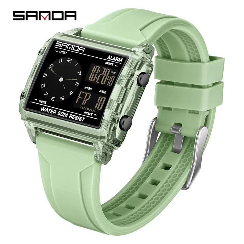 SANDA Fashion Trend Electronic Watches for Man Waterproof Sports Clock Outdoor Casual LED Luminous Digital Chronograph Watches