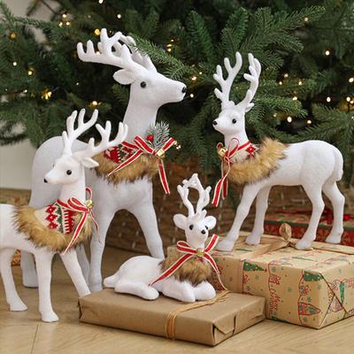 Christmas White Reindeer Figurine Realistic Christmas Reindeer Display Ornament Perfect For Holiday Decorations