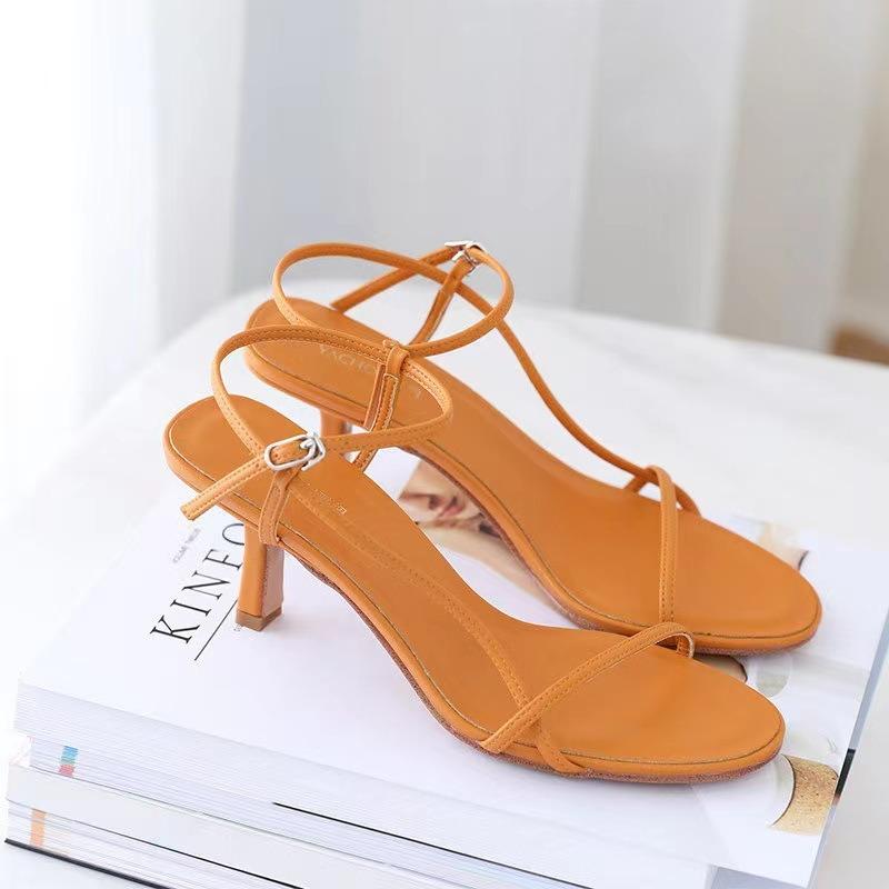 Sandalen Damen neue Sommer Stiletto Ein-Riemen-Schnalle High Heels Sandalen Sexy