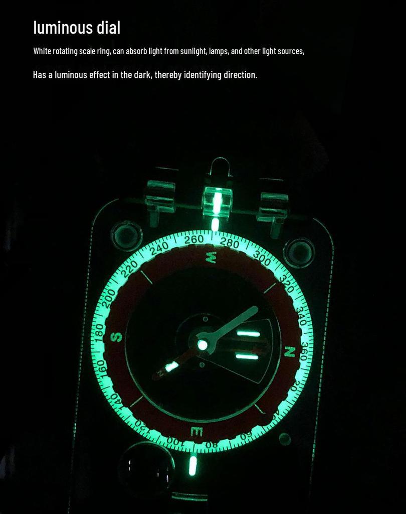 Multi-Functional Luminous Card Compass with Light for Outdoor Adventure and Navigation.