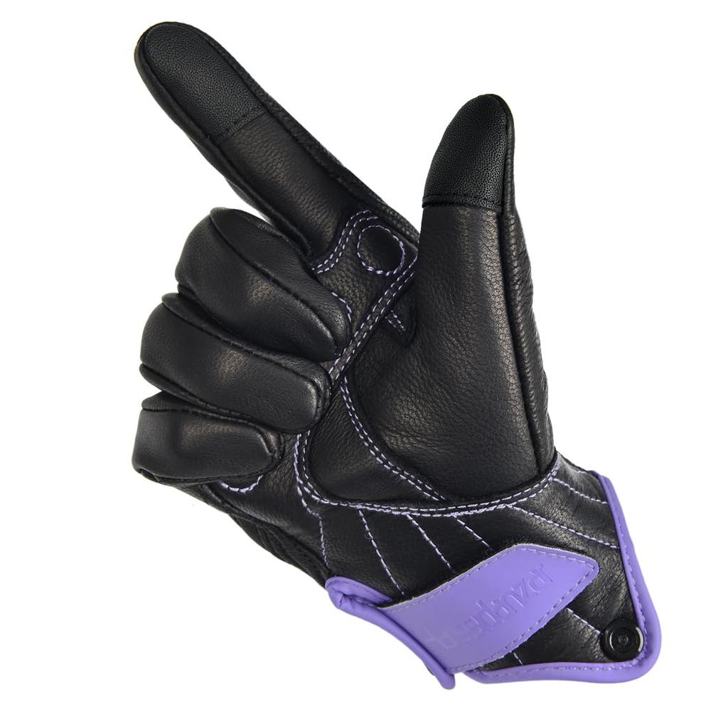 Harssidanzar Women's Motorcycle Gloves, Motorcycle Gloves, Road Racer, Bicycle Climbing, Power Exercise Gloves Touch Screen GL016JP,Purple/Black,L