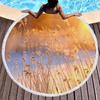Wild Plant Fluttering Reed Round Beach Towel with Tassels,Polyester Beach Blanket,Soft Absorbent Quick Dry Pool Towel Picnic Mat