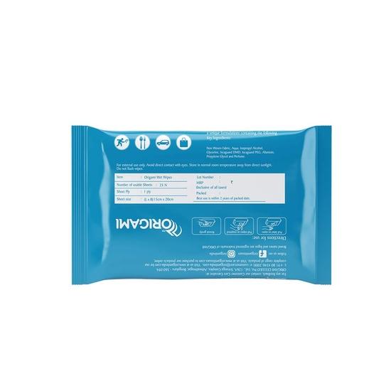 Origami Wet Wipes/Wet Tissue/Wet Facial Tissue - 15 X 20 Cm - 25 Pulls Per Pack - Pack of 4-100 Wipes - Cologne