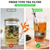 1 piece stainless steel tea filter, press type tea filter with teapot clip, tea wax filter ball for water separation