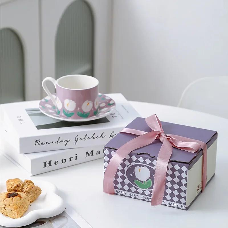 Vintage Elegant Ceramic Coffee Cup and Saucer Set Chic Bird Flower Exquisite Water Cup Home Afternoon Tea Dessert Tray Gift Box