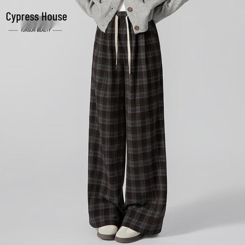 

Silkbay Women s High-Waist Plaid Drawstring Casual Pants M