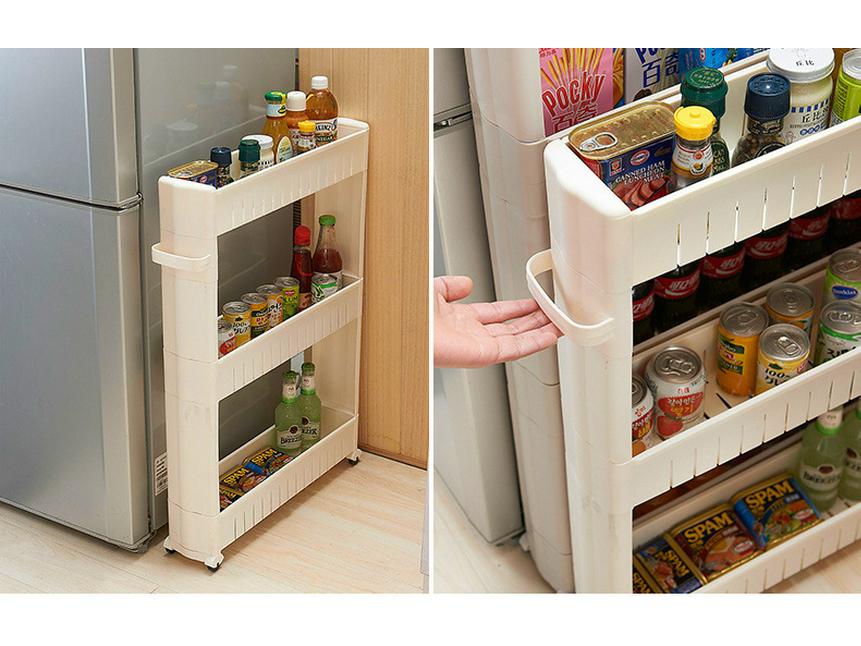 Ultra-Narrow 10CM Storage Rack with Wheels for Kitchen, Bathroom, Refrigerator Gap, and Living Room. Floor-Standing Cart.