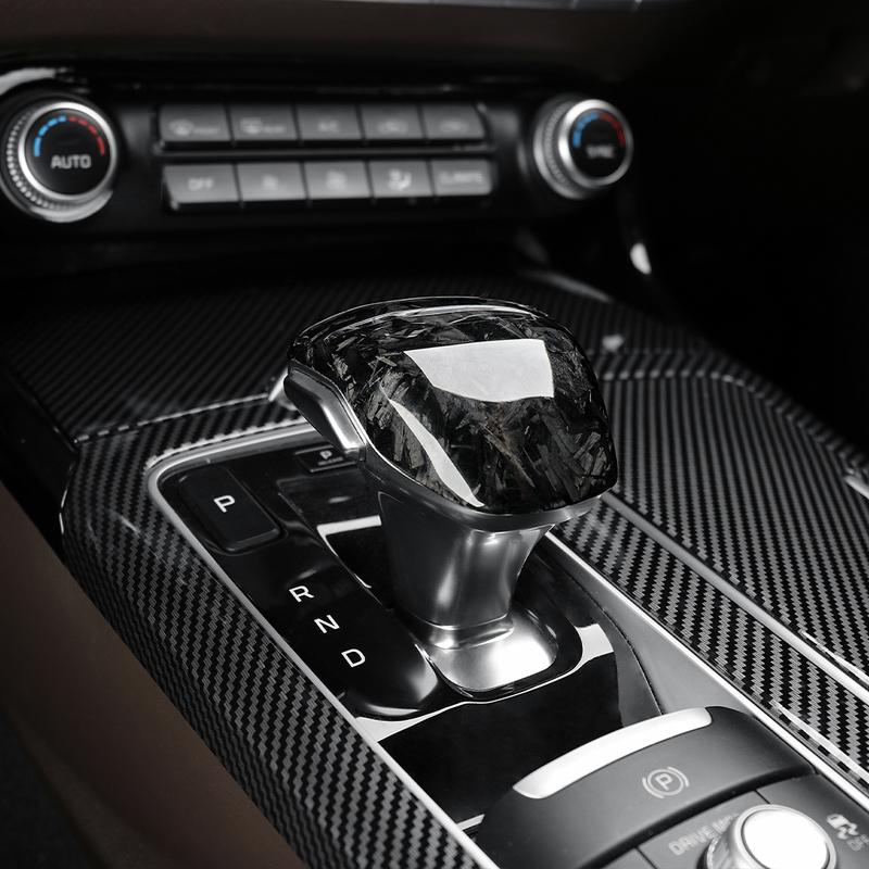 Real Carbon Fiber Car Knob Protector Auto Shift Gear Cover Trim For Kia Stinger 2018