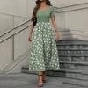 Women's Fashion Casual Short Sleeve Round Neck Splicing Floral Print Elegant Temperament Dress