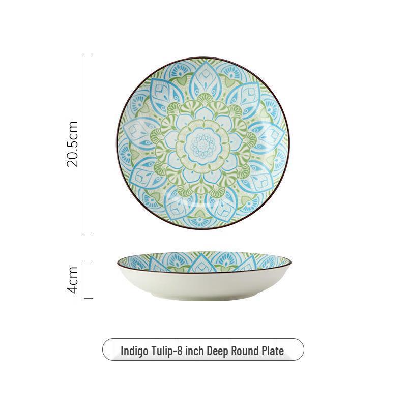 Богемные керамические обеденные тарелки подглазурной росписи