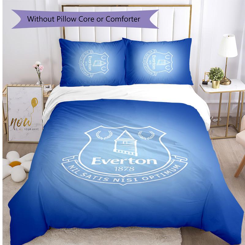 Set Lenzuola Everton Football Stampato 3 Pezzi, Comodo Set Copripiumino per Camera da Letto Amico della Pelle