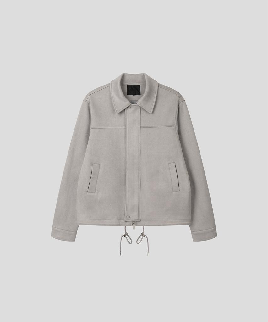 Black Moment Classic Faux Suede Core Zip-Up Jacket [Grey]
