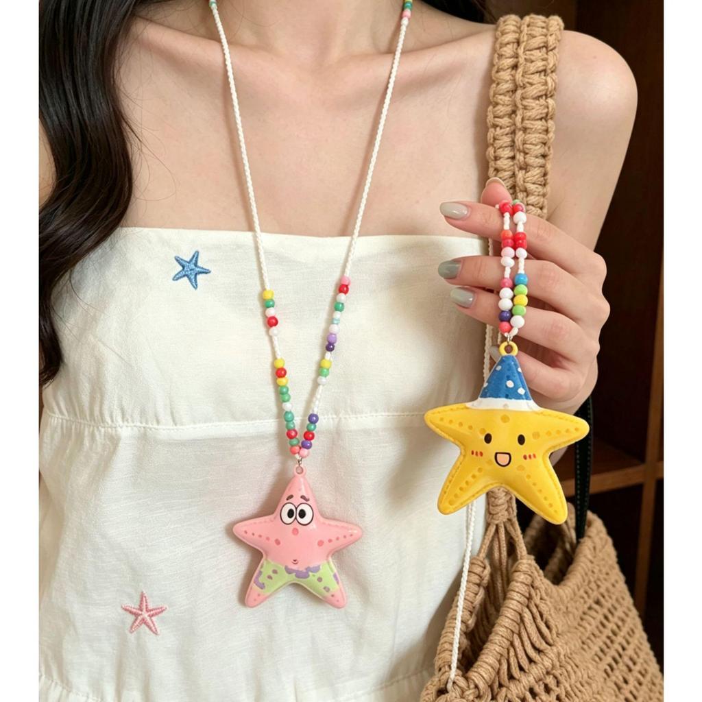 Summer Starfish Beaded Necklace for Women's Beach Vacation