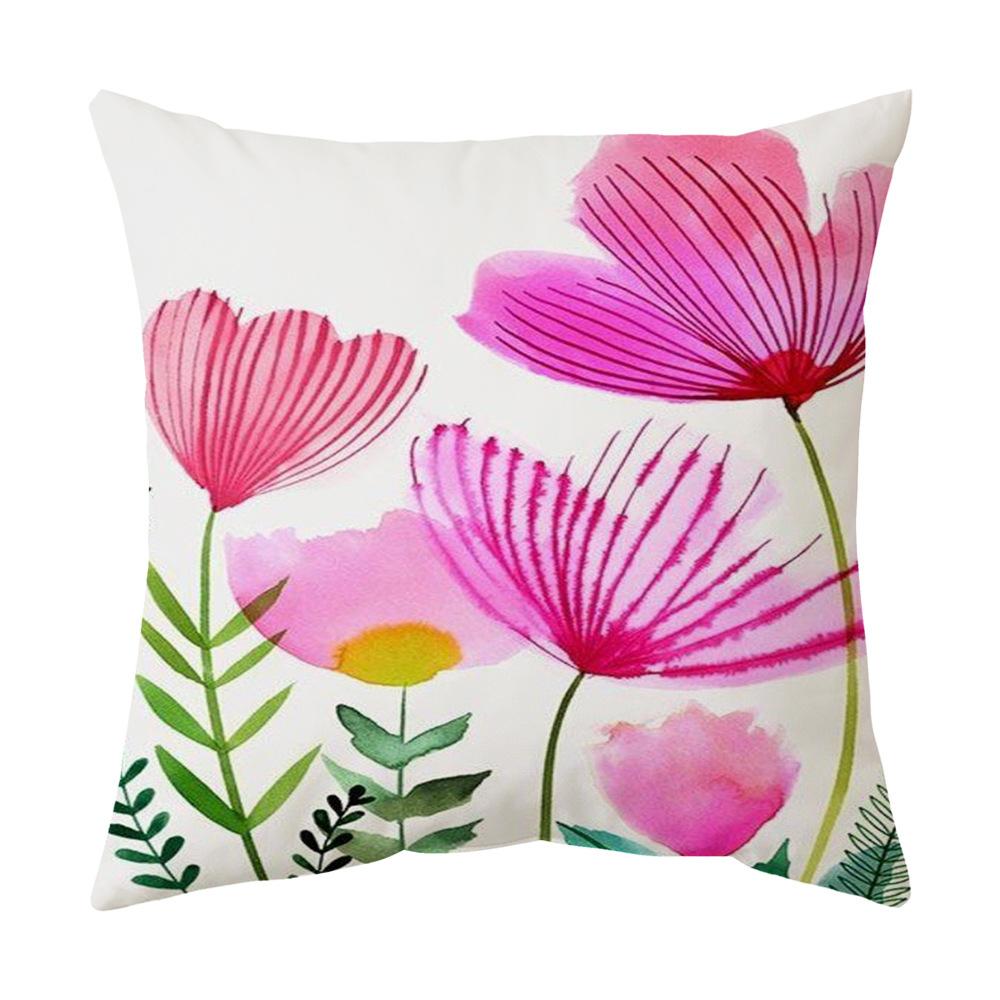 Pillow Flower Plant Print Pillow Case Bedside Cushion Home Fabric Sofa Cushion