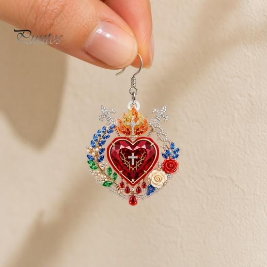 Lightweight Comfortable Earrings 1 Pair Faux Crystal Heart Earrings, Red Baroque Drop Earring, Attention To Detail Large Dangle Victoria Halloween